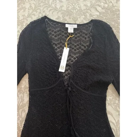 NWT House of Harlow 1960 crochet/lace dress/coverup, black, small. - Picture 3 of 6